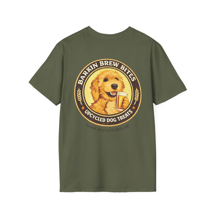 Brewery Series "Barkin Brew Bites" Dog T-Shirt — Cute Golden Retriever Beer Logo Tee