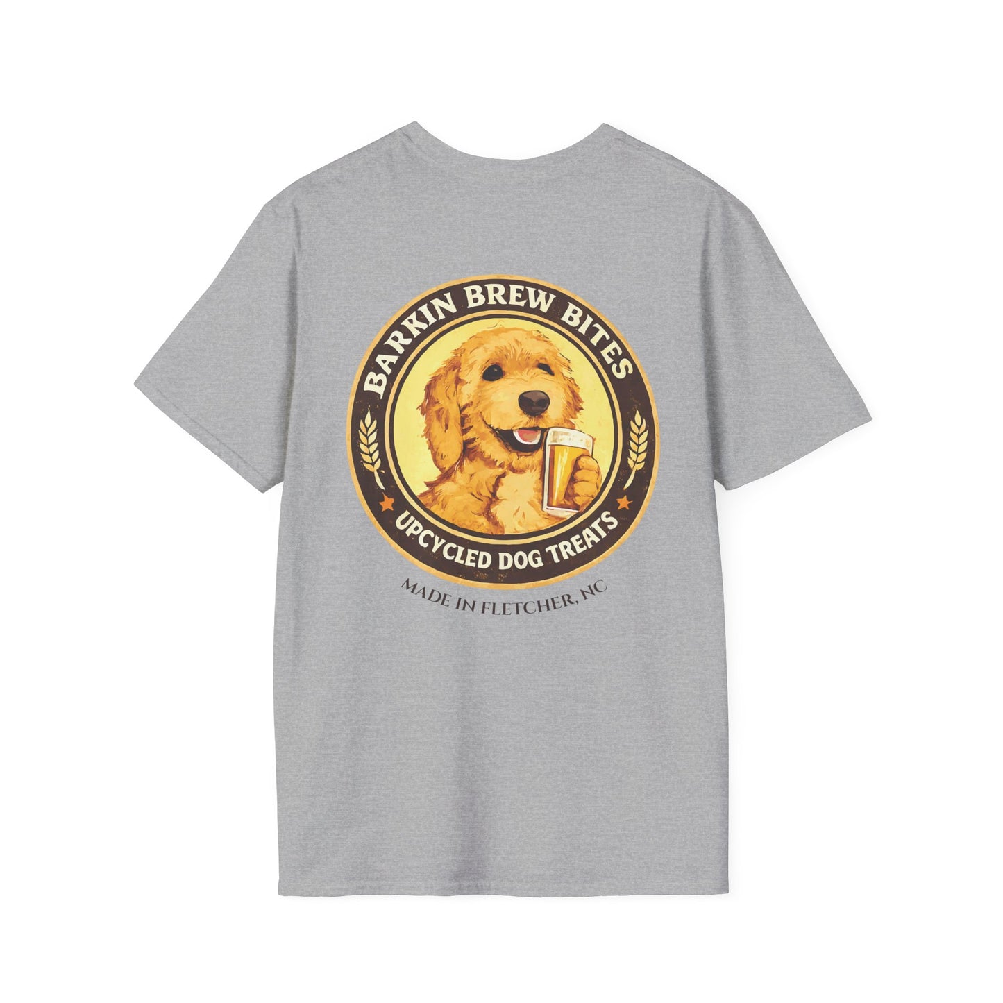 Brewery Series "Barkin Brew Bites" Dog T-Shirt — Cute Golden Retriever Beer Logo Tee