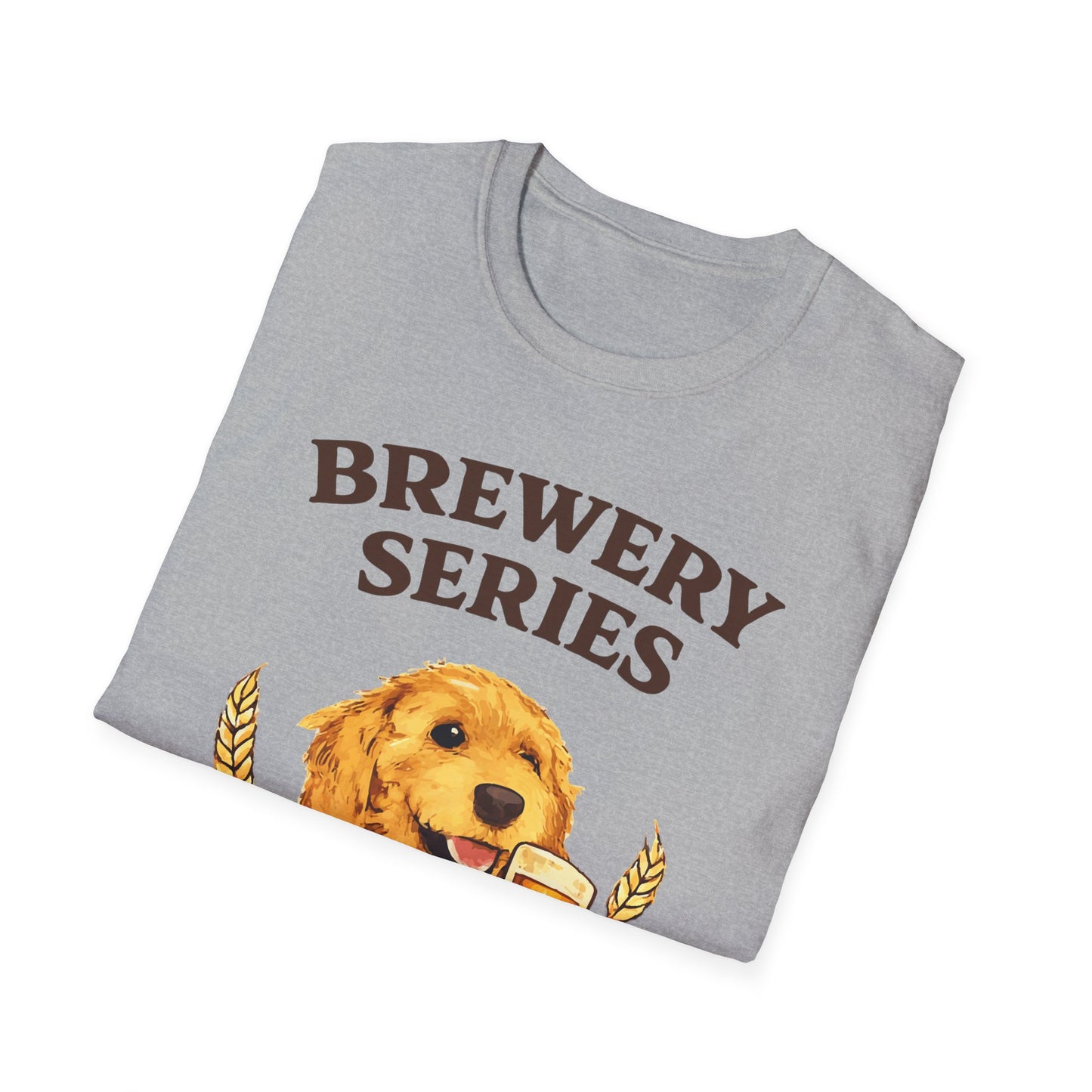 Brewery Series "Barkin Brew Bites" Dog T-Shirt — Cute Golden Retriever Beer Logo Tee