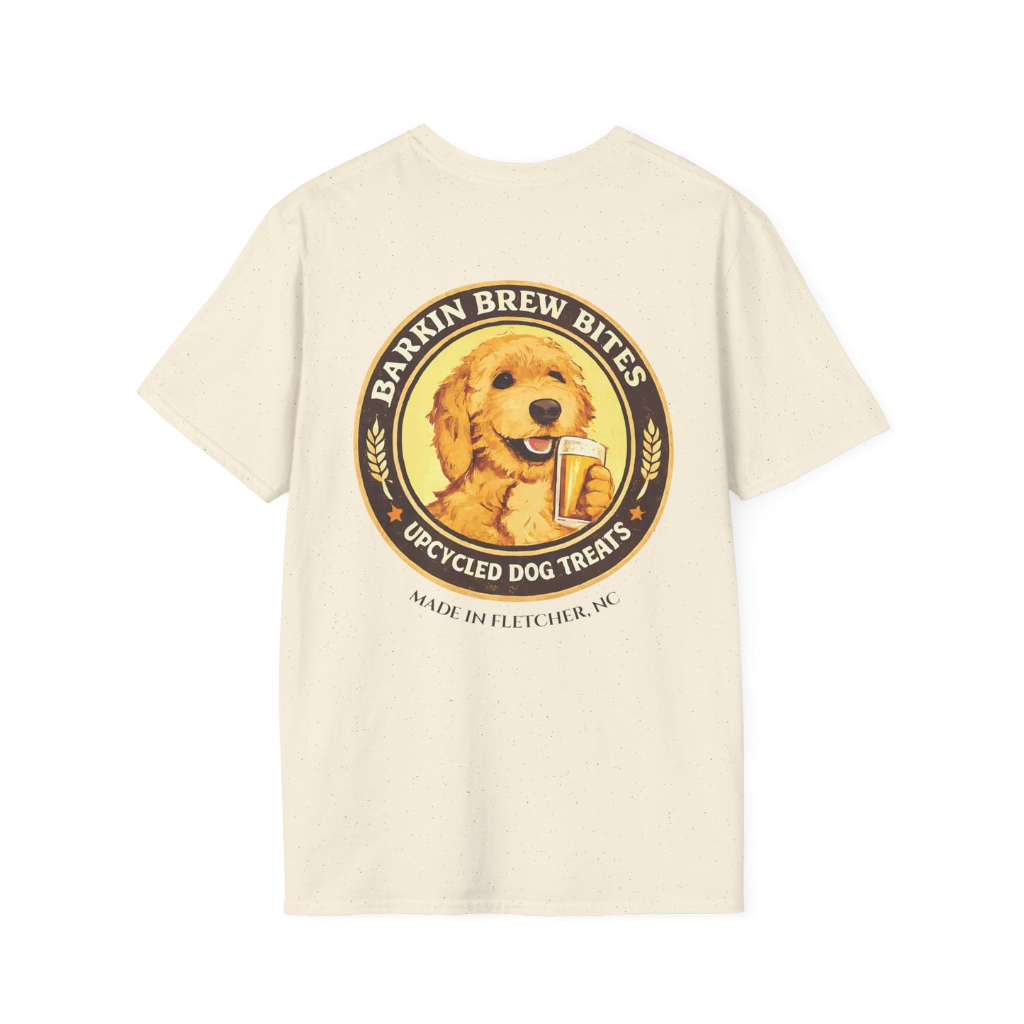 Brewery Series "Barkin Brew Bites" Dog T-Shirt — Cute Golden Retriever Beer Logo Tee